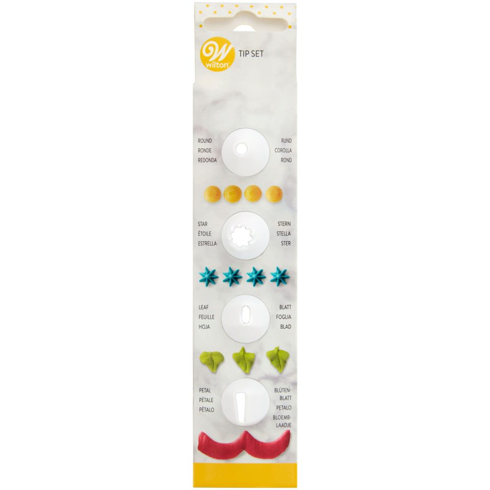 Wilton spuitmondje Star, Round, Leaf, Petal set van 4