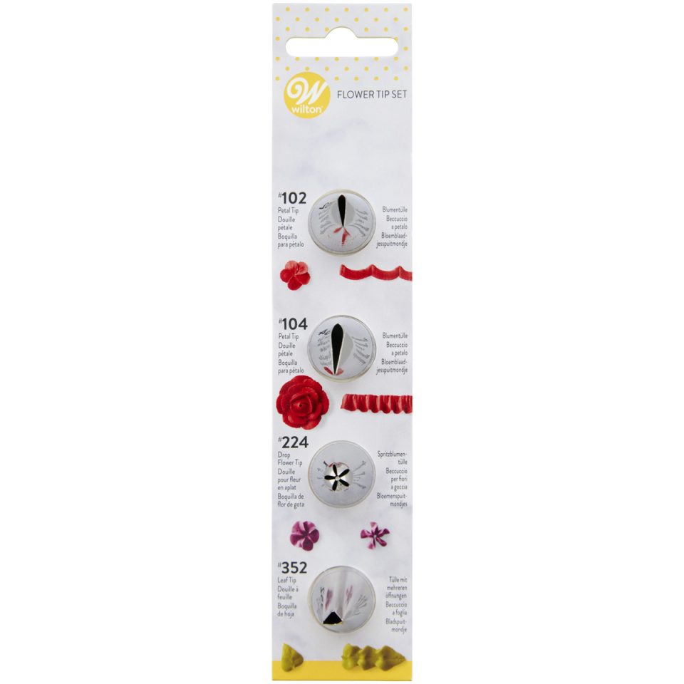 Wilton spuitmondje Flower #102, #104, #224, #352 set van 4