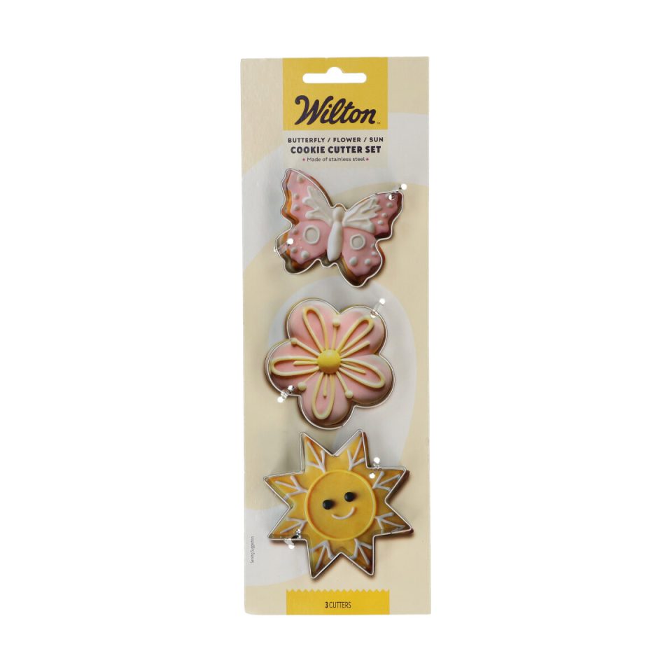 Wilton uitsteker vlinder/bloem/Sun set van 3