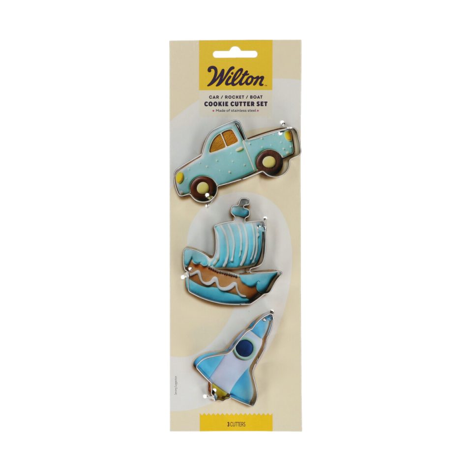 Wilton uitsteker Car/Rocket/Boat set van 3