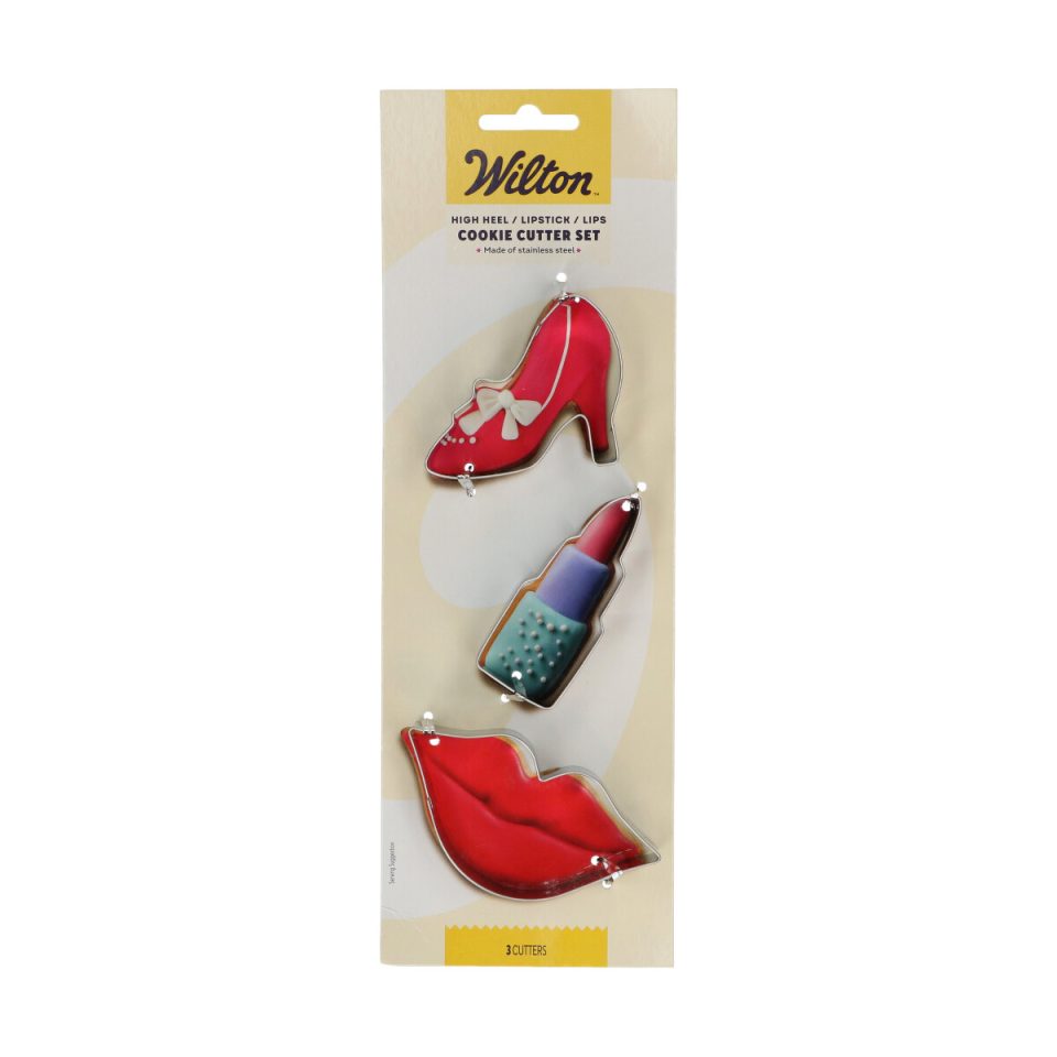 Wilton uitsteker High Heel/Lipstick/Lips set van 3