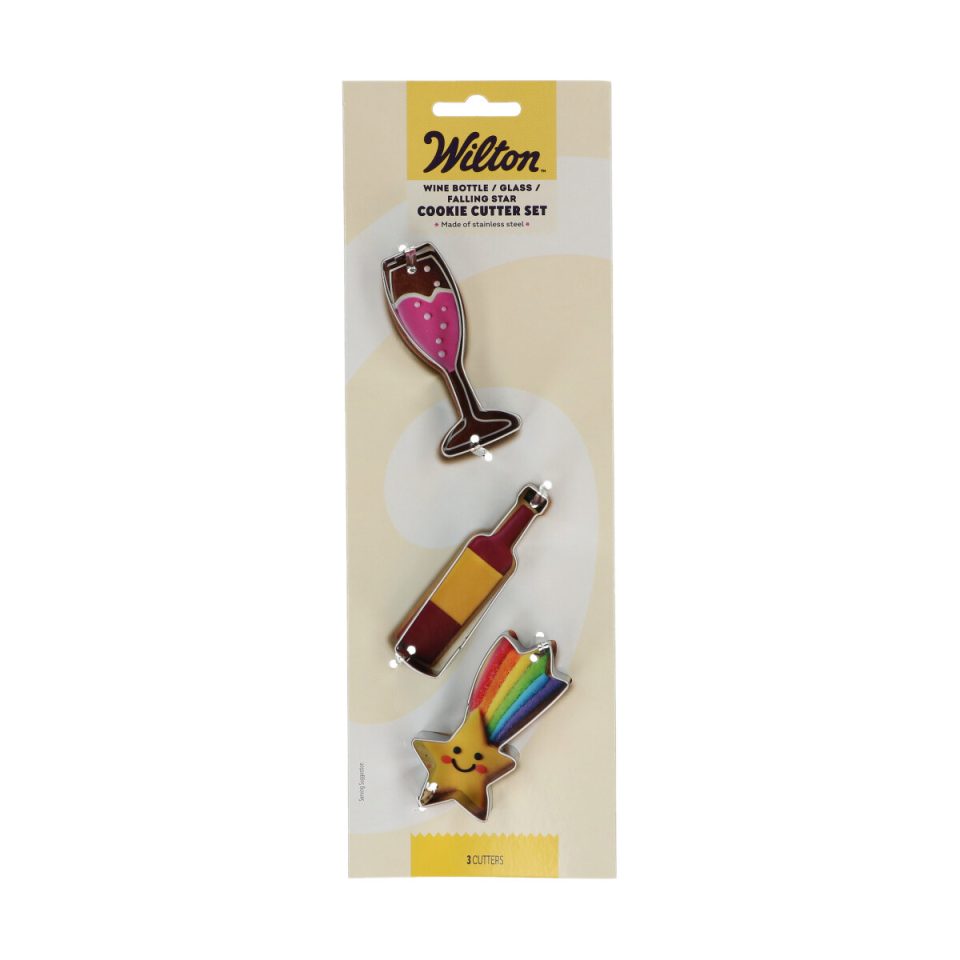 Wilton uitsteker Wine Bottle/Glass/Falling ster set van 3