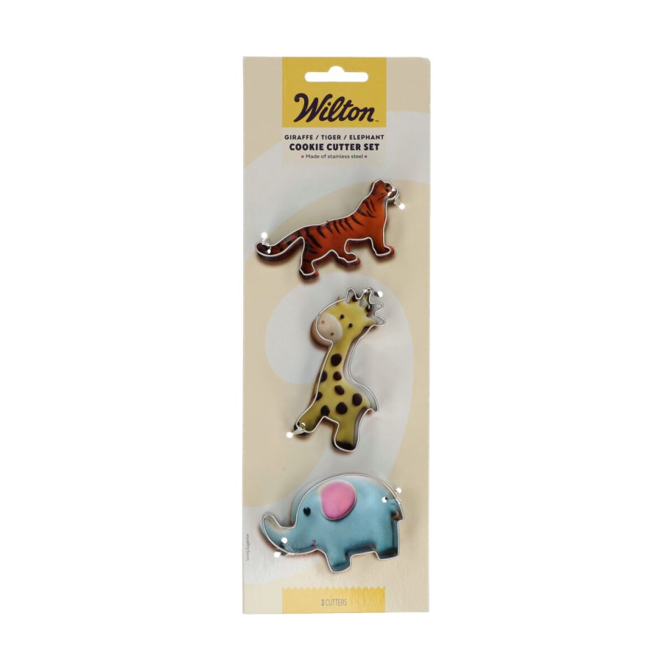 Wilton uitsteker Giraffe/Tiger/Elephant set van 3