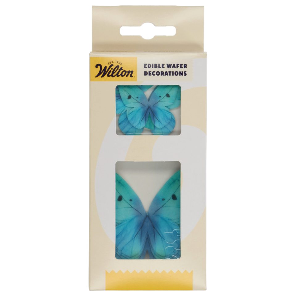 Wilton ouweldecoraties Butterflies Ombre Blue set van 8