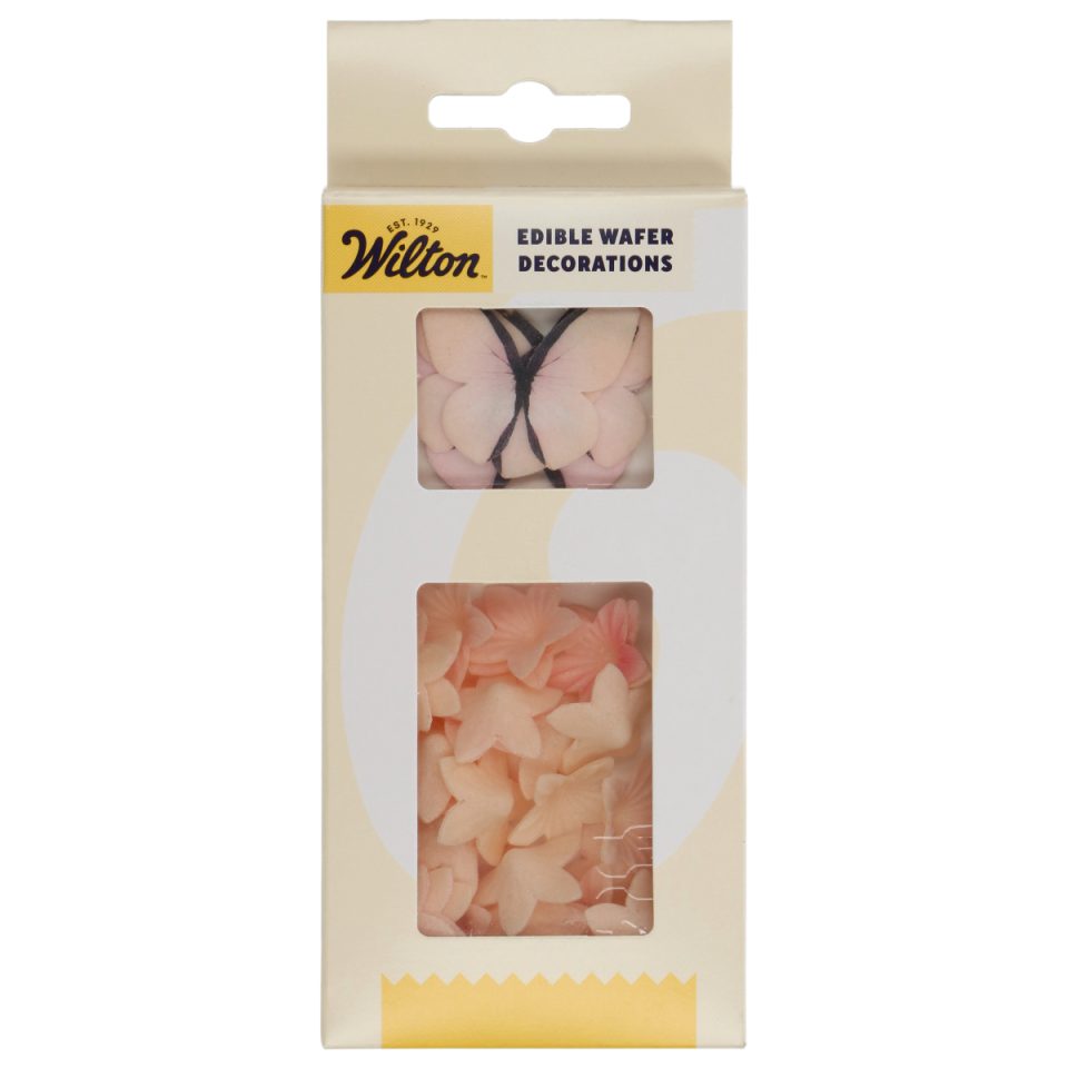 Wilton ouweldecoraties Flowers & Butterflies Ombre Pink set van 30