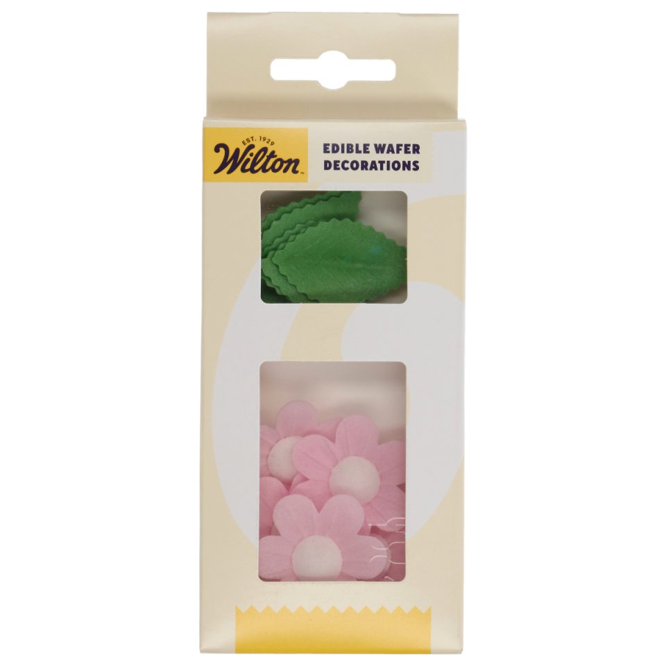 Wilton ouweldecoraties Flowers & Leaves Pink set van 11