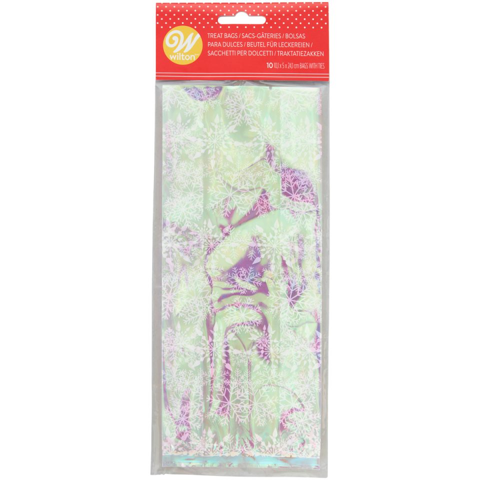 Wilton traktatiezakjes Iridescent Snowflake 10 stuks