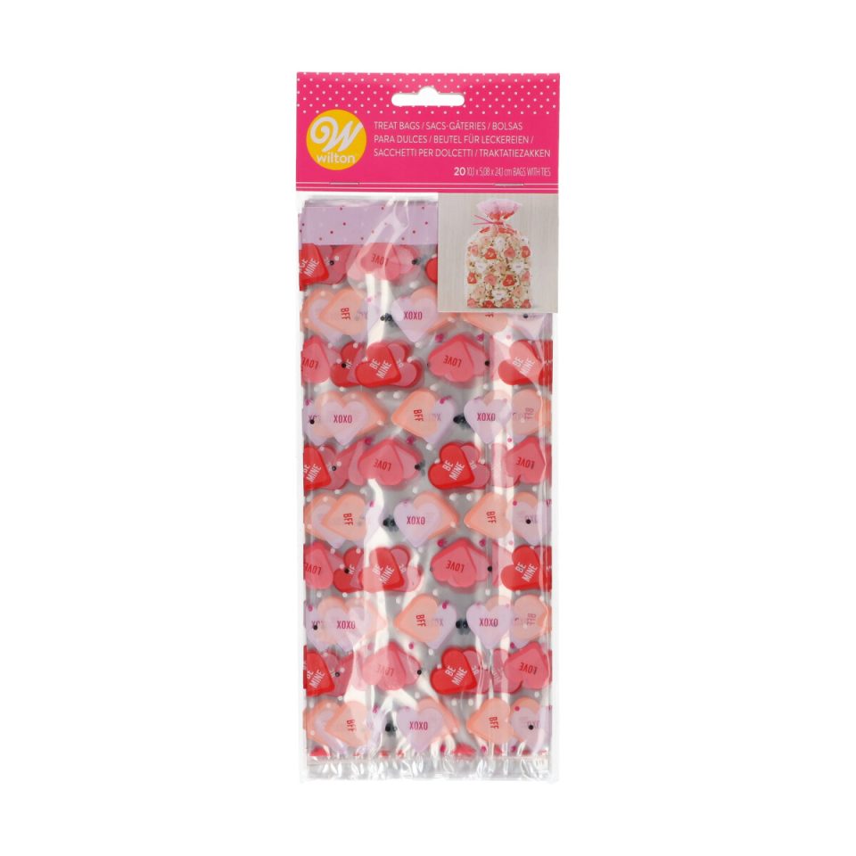 Wilton traktatiezakjes Candy Hearts 20 stuks