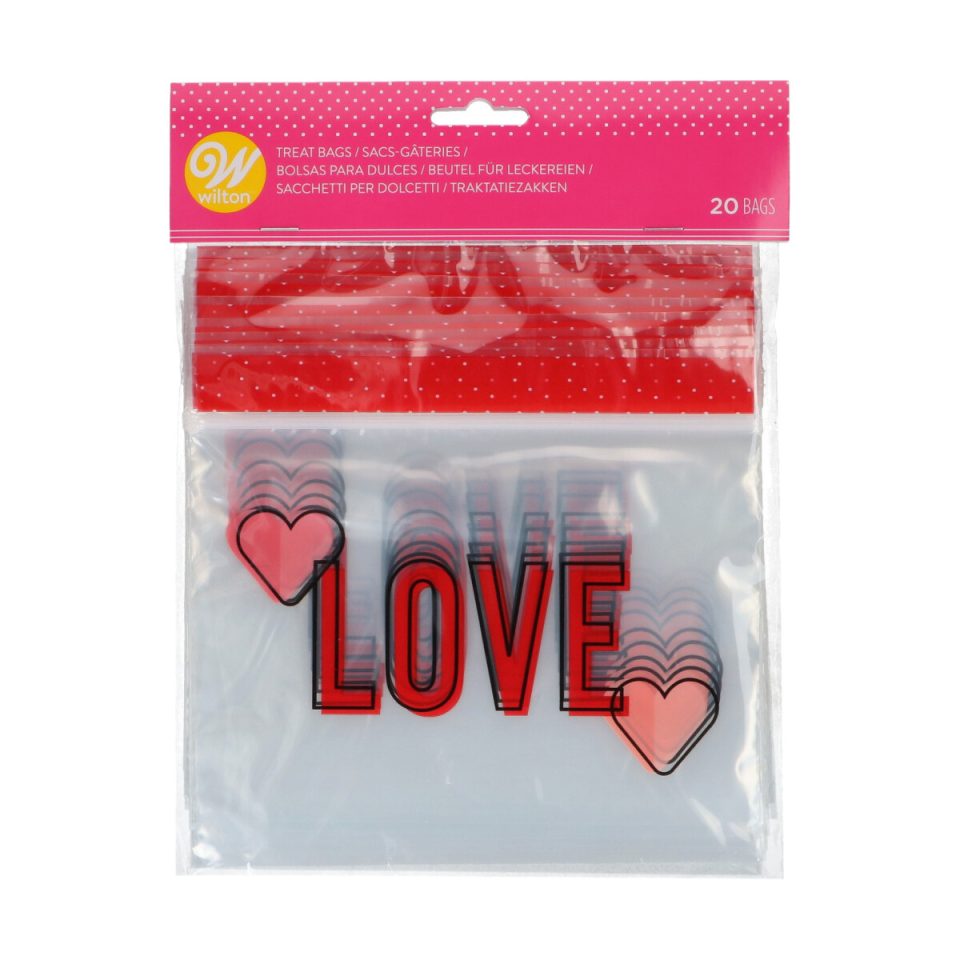 Wilton hersluitbare traktatiezakjes Love 20 stuks