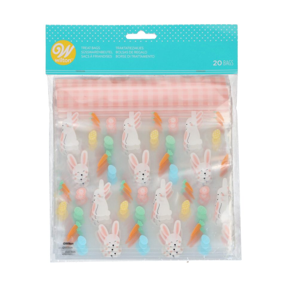 Wilton hersluitbare traktatiezakjes Easter Bunny & Carrot 20 stuks