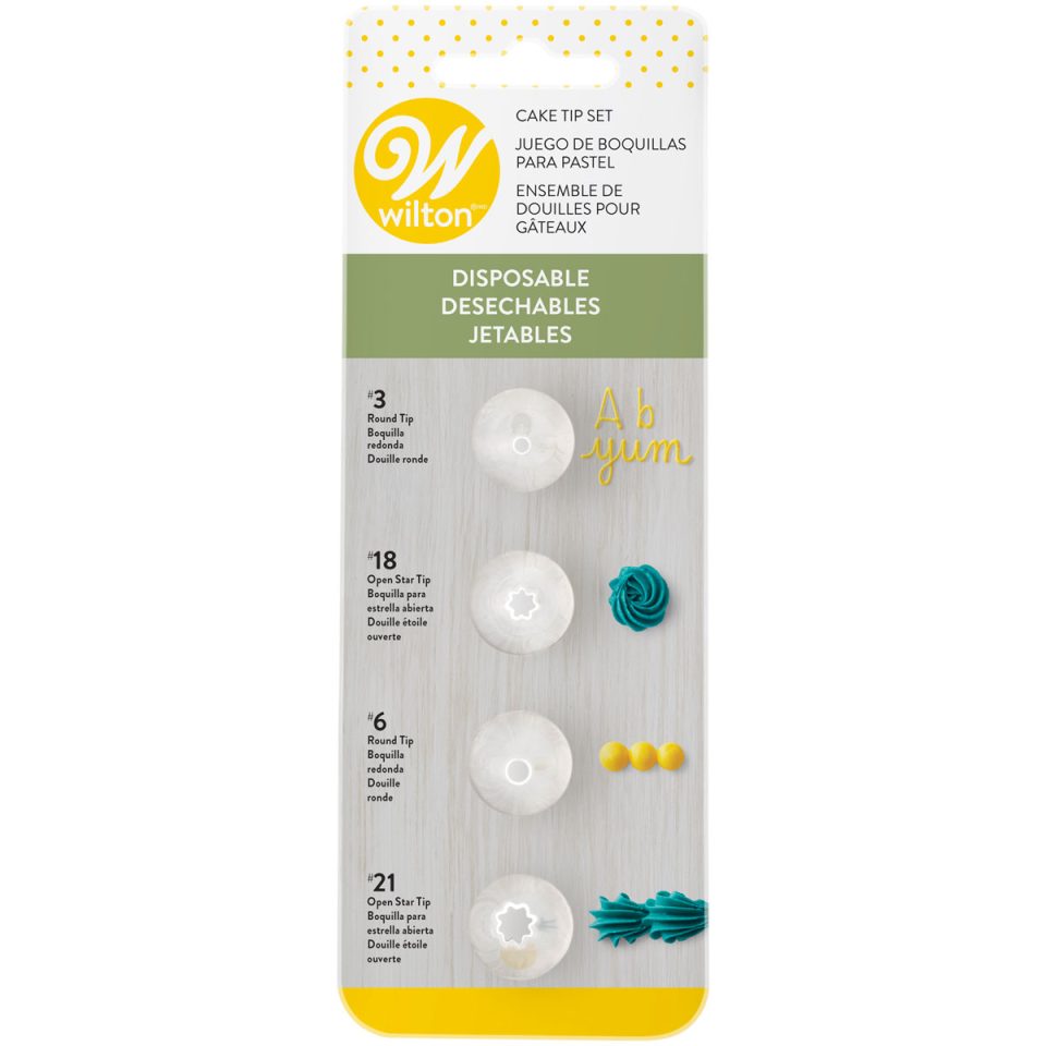 Wilton Disposable Tip #3, #18, #6, #21 set van 4