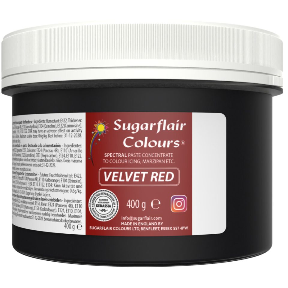 Sugarflair kleurstof Velvet Red 400 g