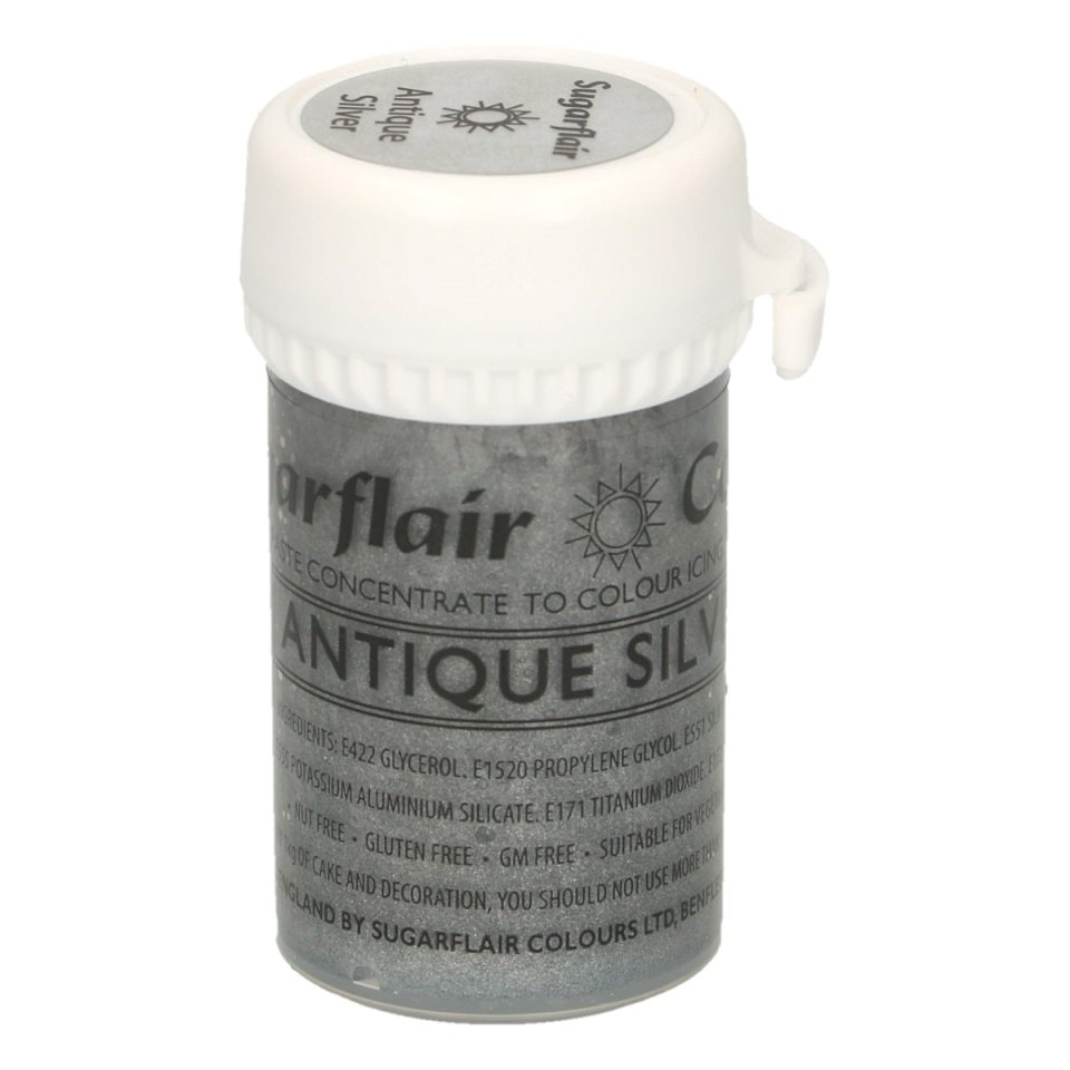 Sugarflair kleurstof Satin Antique Silver 25 g