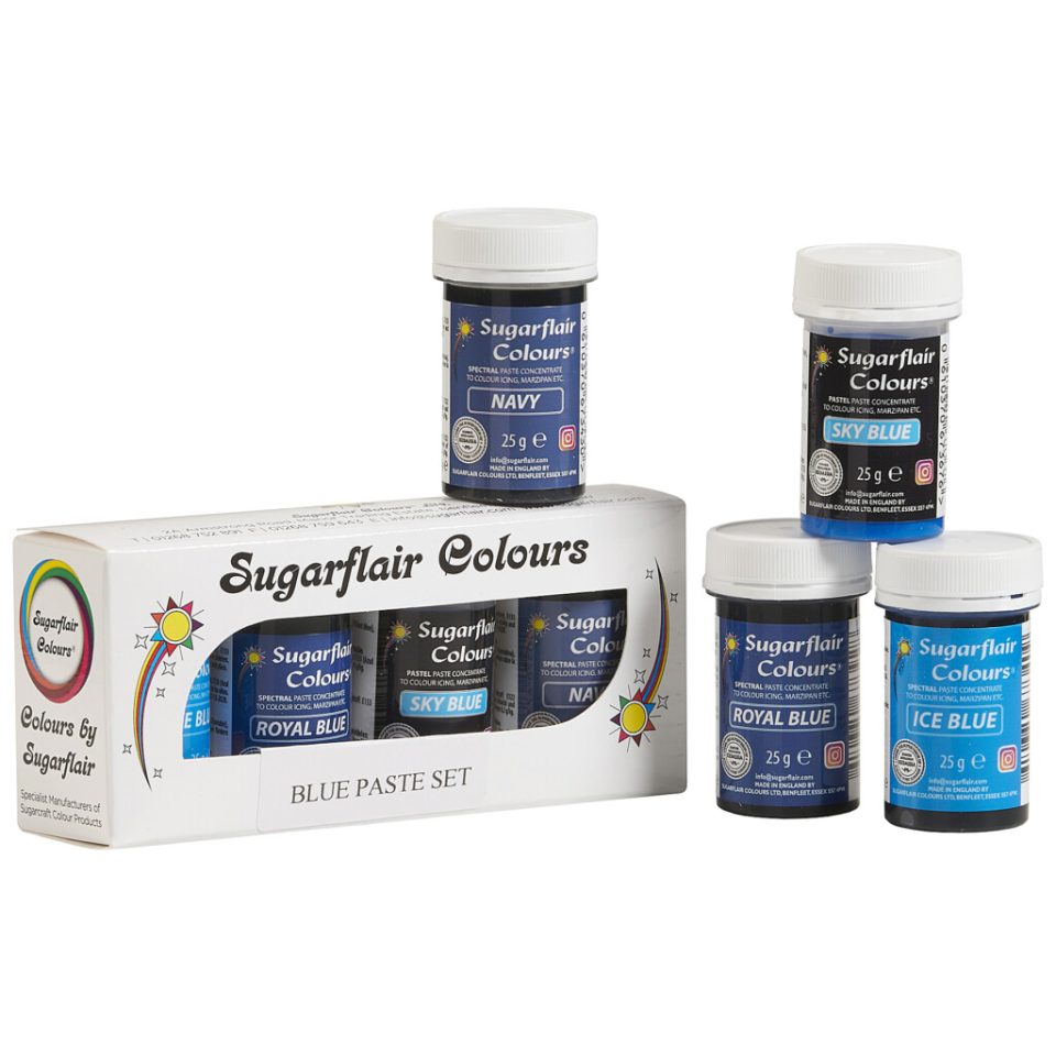 Sugarflair kleurstof Mixed Blue set van 4