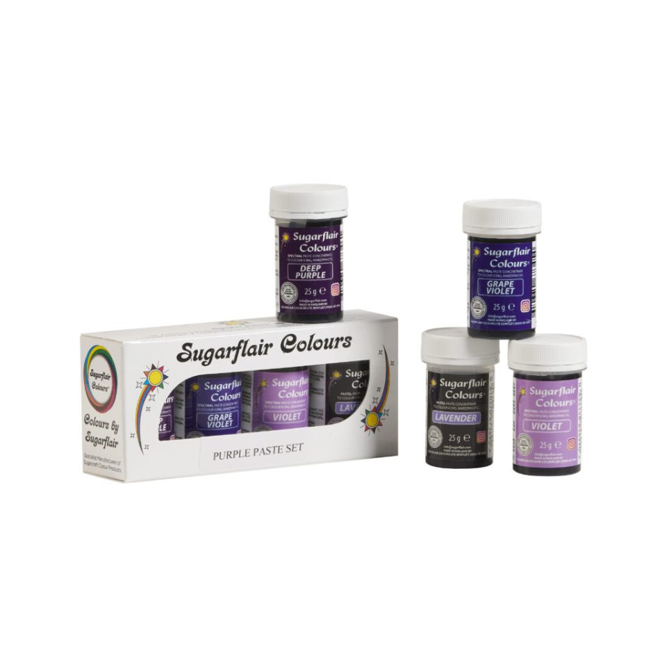 Sugarflair kleurstof Mixed Purple set van 4