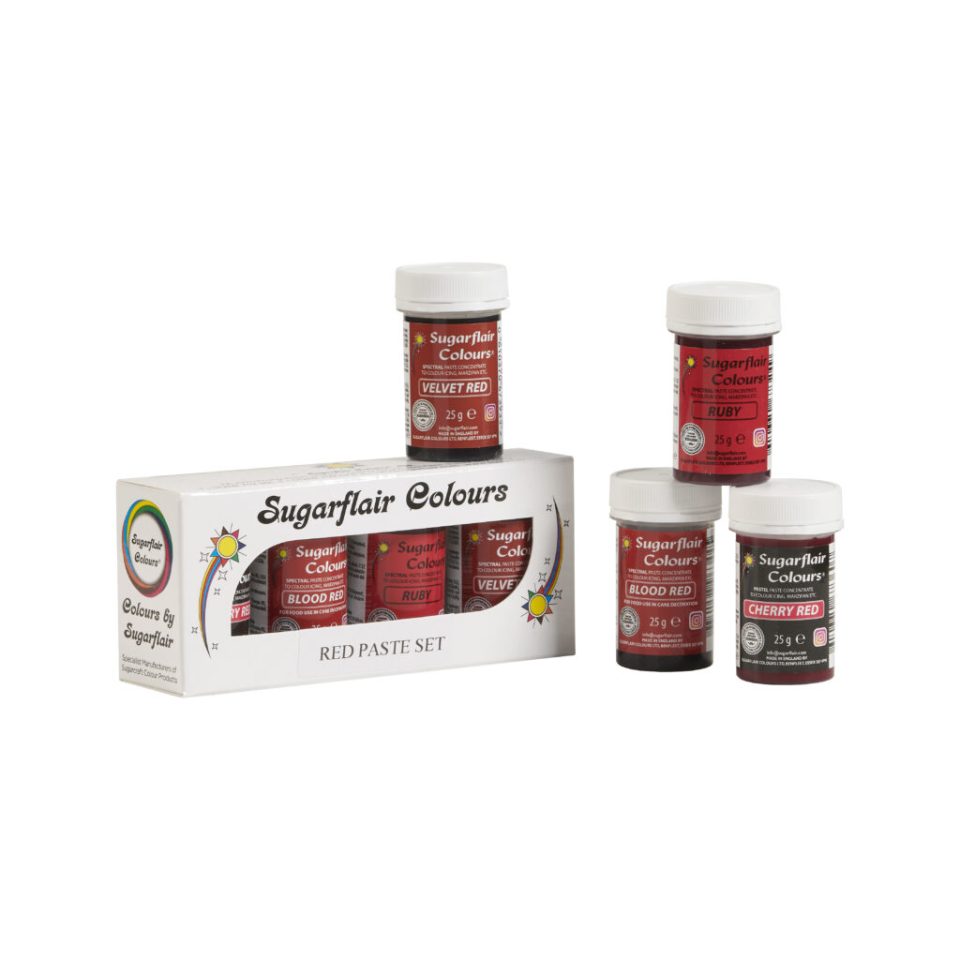 Sugarflair kleurstof Mixed Red set van 4