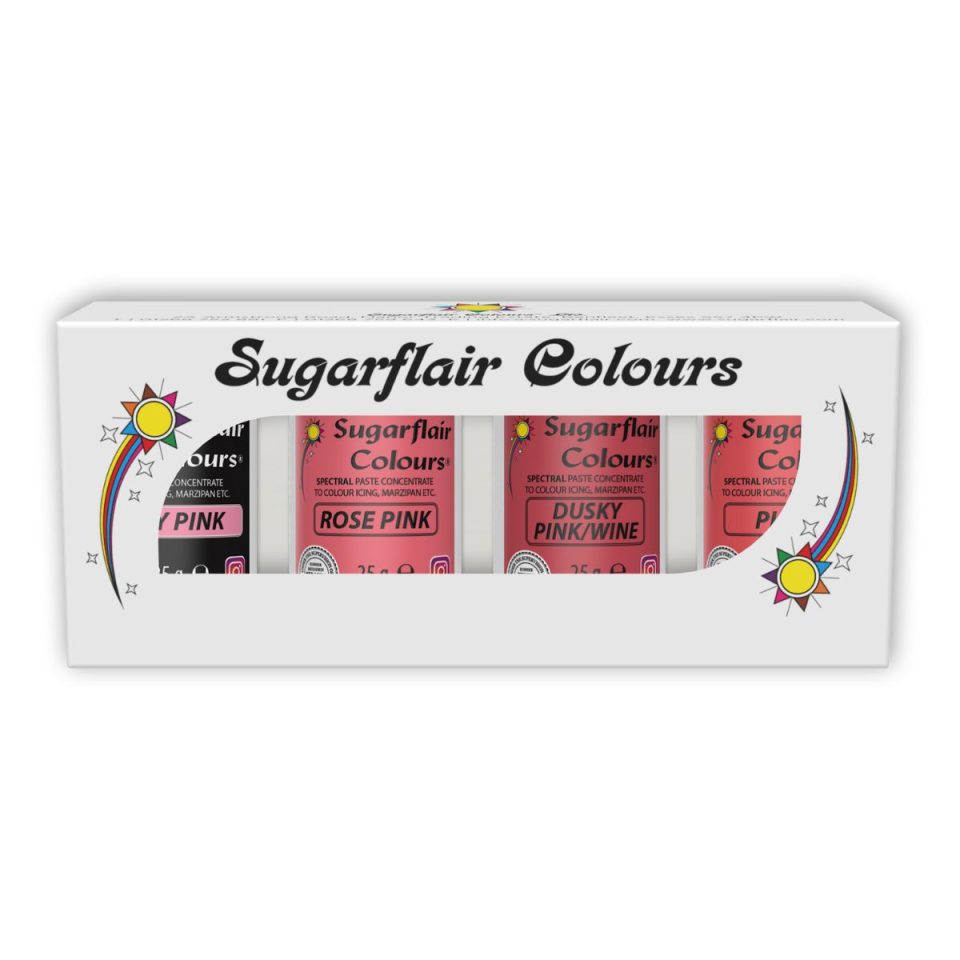 Sugarflair kleurstof Mixed Pink set van 4