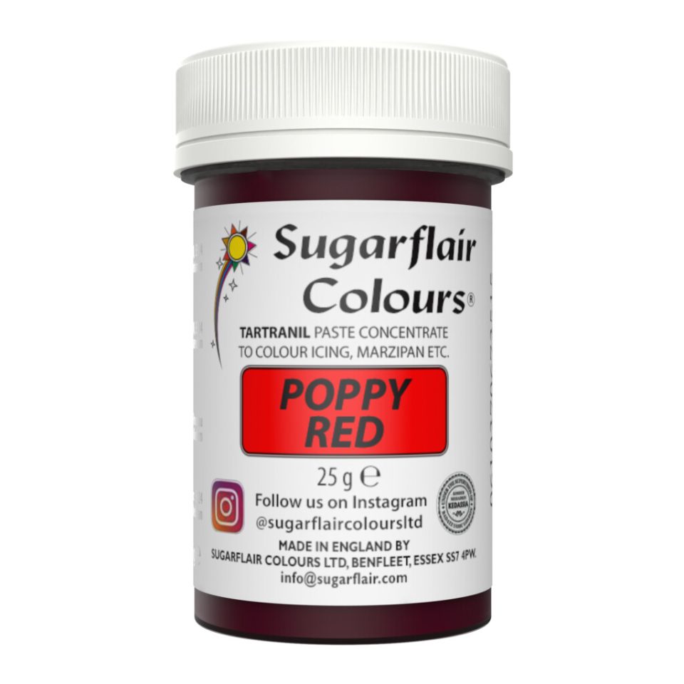Sugarflair Tartranil kleurstof Poppy Red 25 g