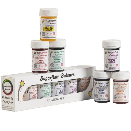 Sugarflair Max Concentrate kleurstof Rainbow 25 g set van 6