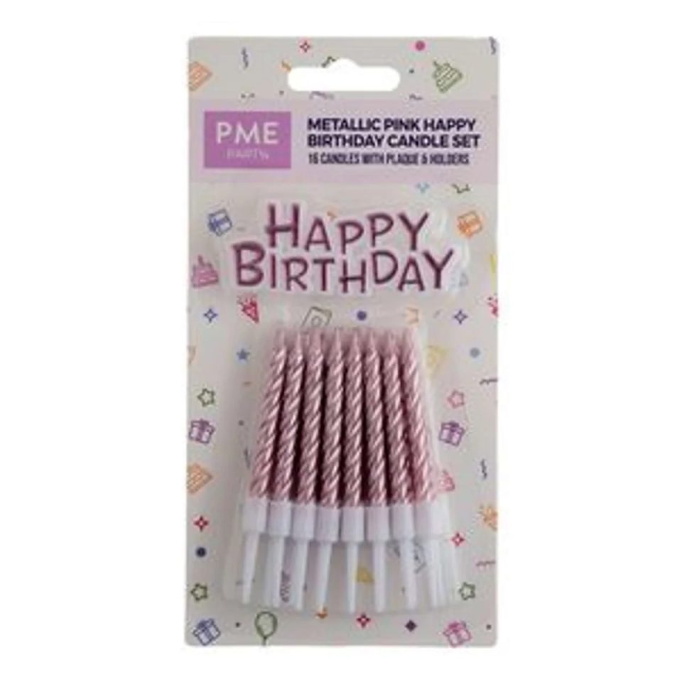 PME Candles & Happy Birthday Pink 17 stuks