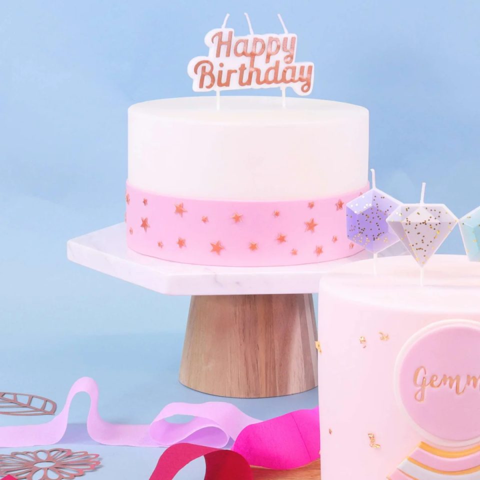 PME Candle Topper Happy Birthday Rose Gold