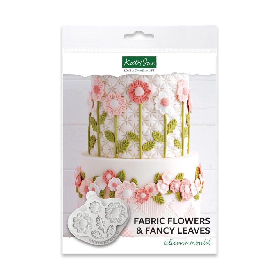 Katy Sue siliconen mal Fabric Flowers and Fancy Leaves