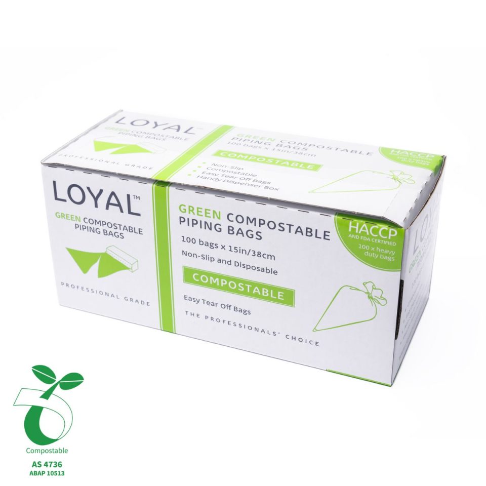 LOYAL Biodegradable spuitzak Green 38 cm 100 stuks