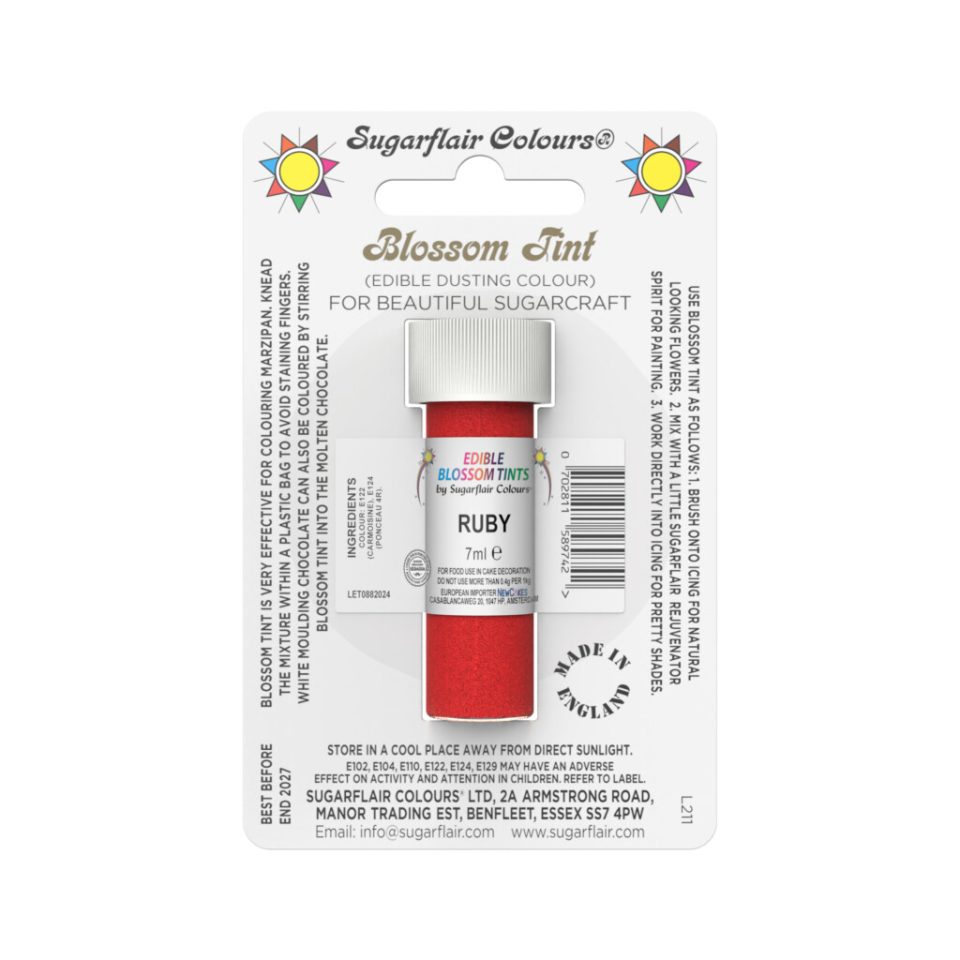 Sugarflair kleurpoeder Ruby 7 ml