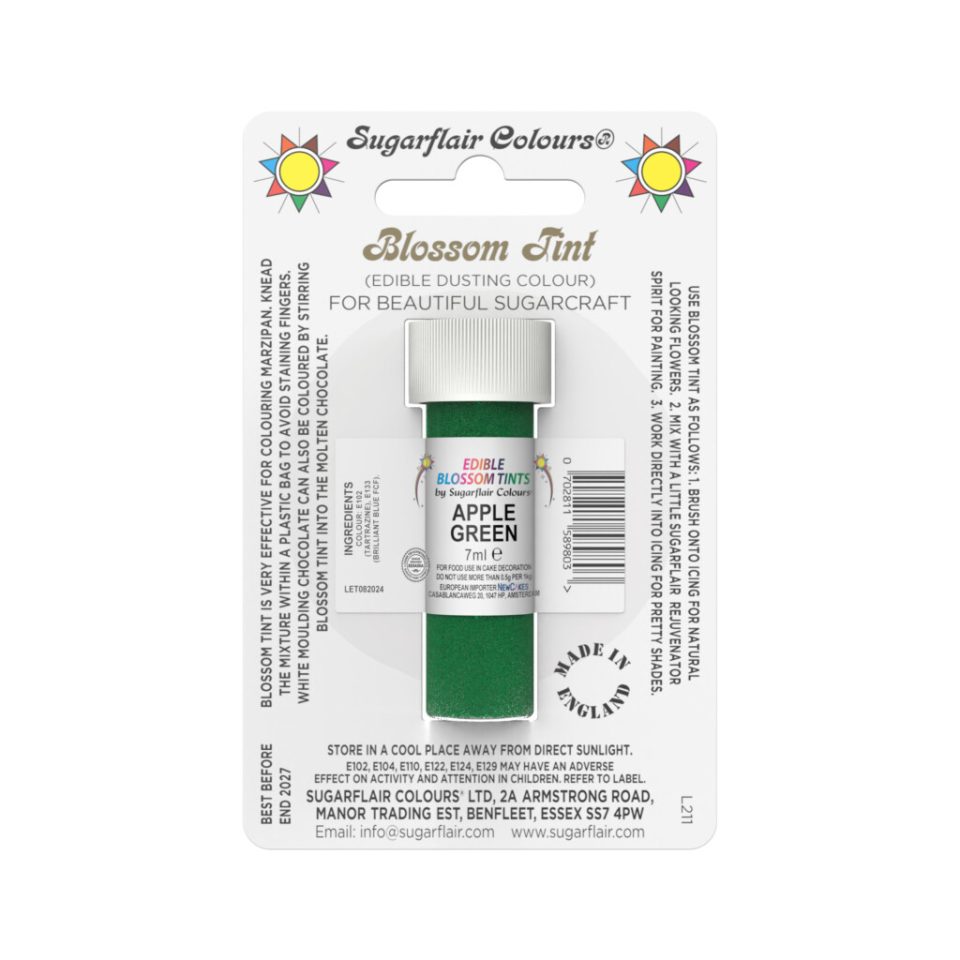 Sugarflair kleurpoeder Apple Green 7 ml