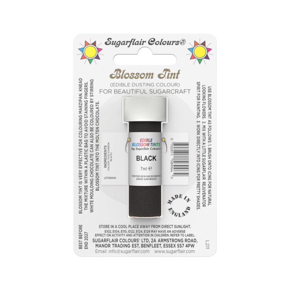 Sugarflair kleurpoeder Black 7 ml