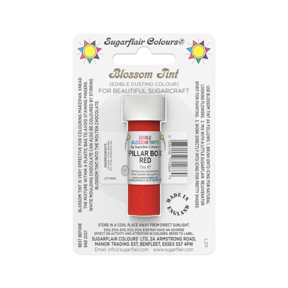 Sugarflair kleurpoeder Pillar Box Red 7 ml