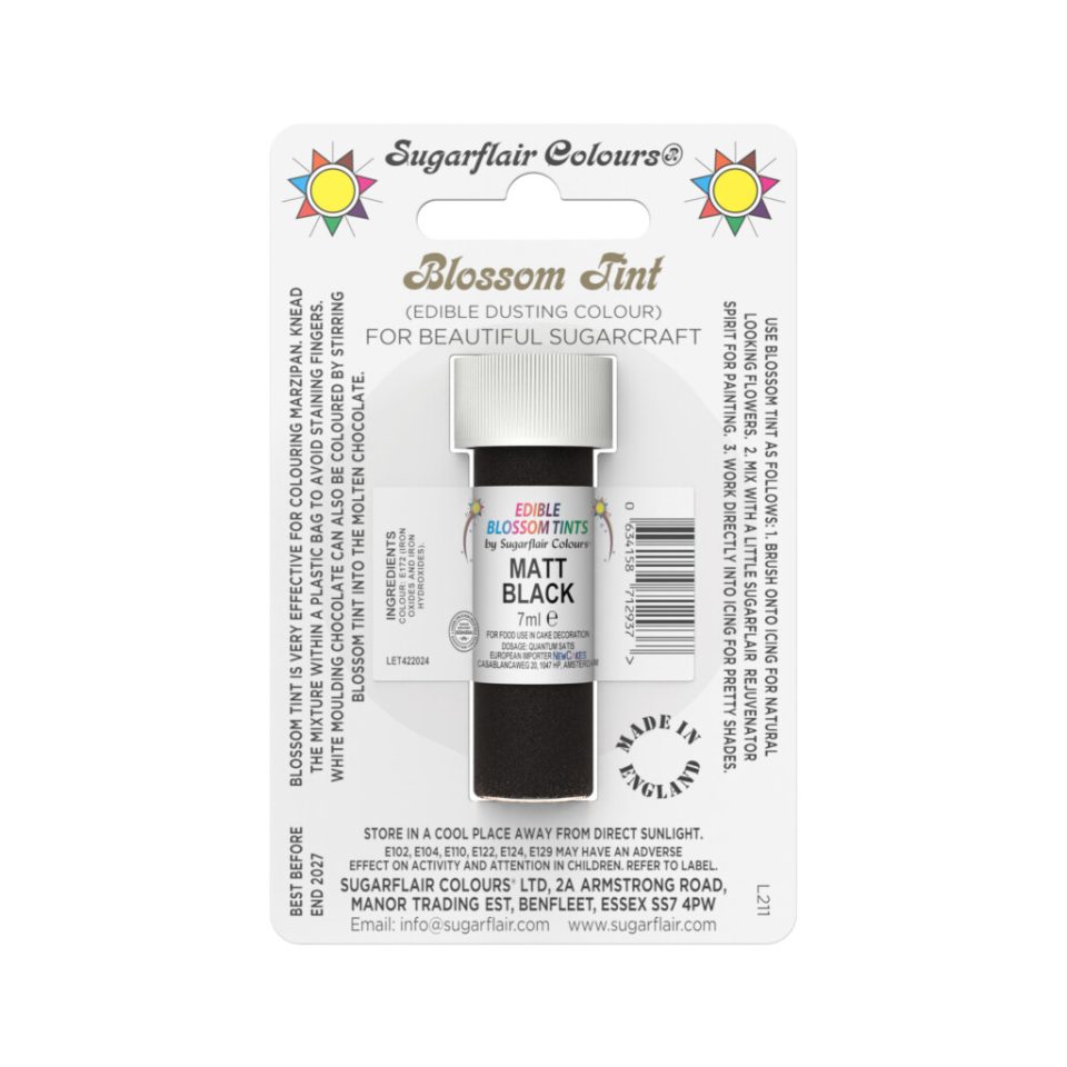 Sugarflair kleurpoeder Matt Black 7 ml