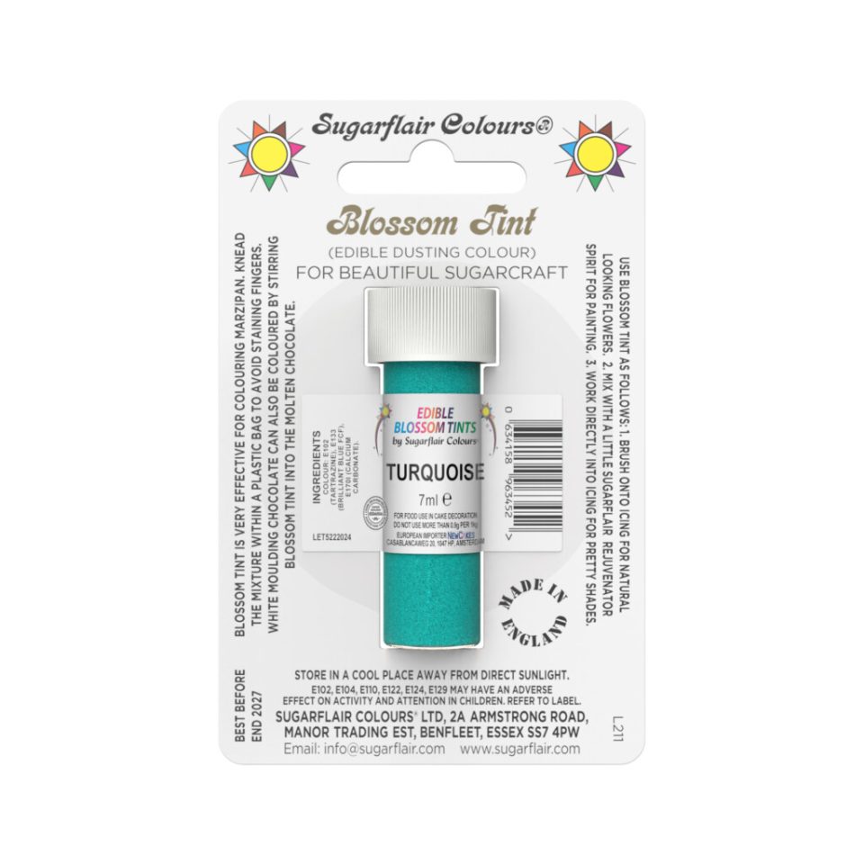 Sugarflair kleurpoeder Turquoise 7 ml