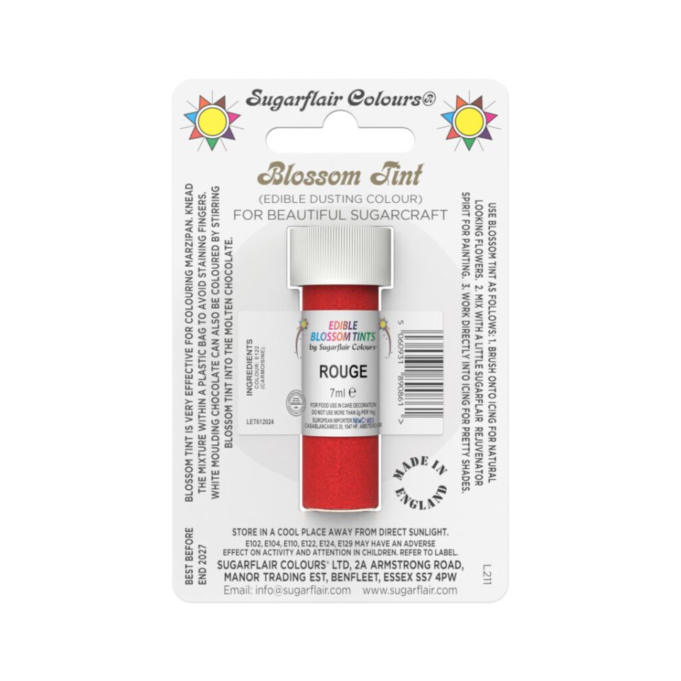 Sugarflair kleurpoeder Rouge 7 ml