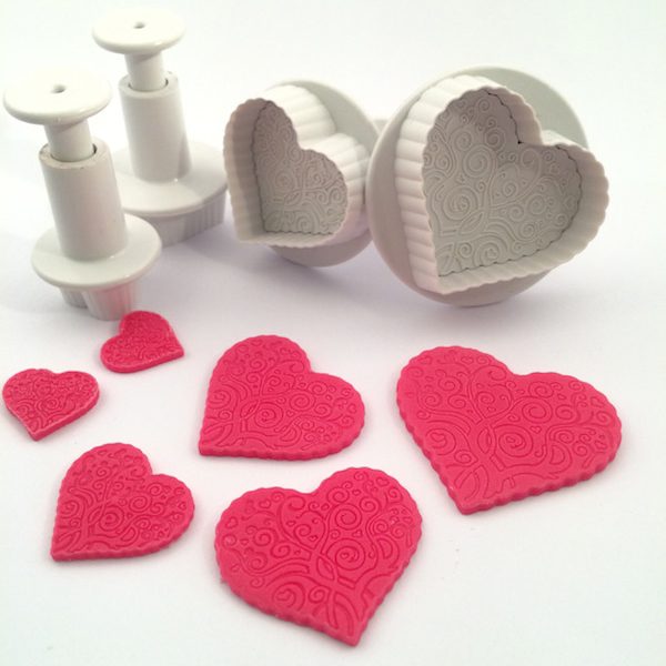 Dekofee uitstekers met uitwerper Patterned hartjes set van 4