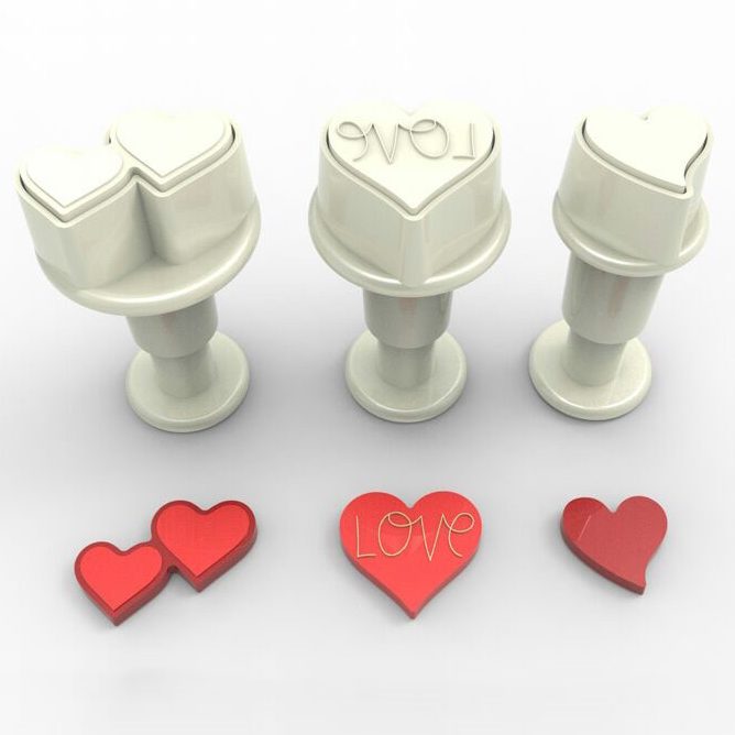 Dekofee Mini uitstekers met uitwerper hartjes set van 3