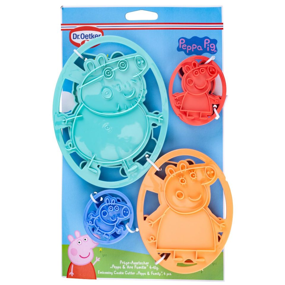 Dr. Oetker Embossing uitstekers Peppa Pig & Family set van 4