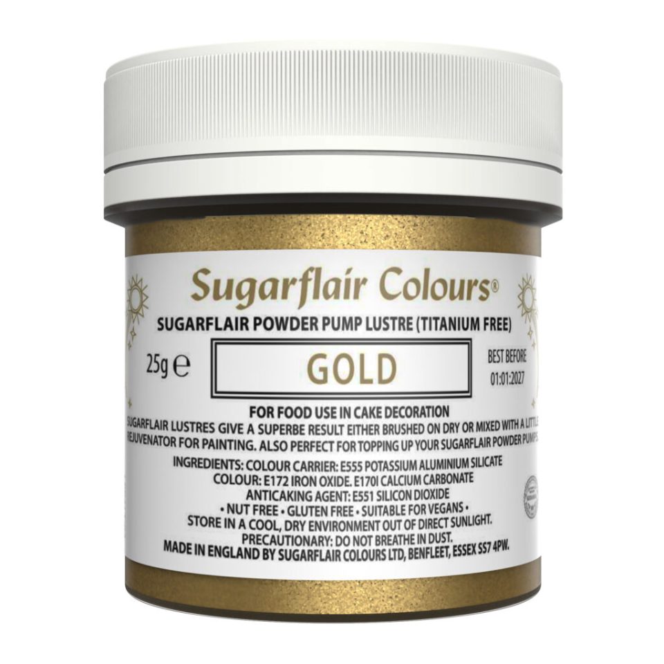 Sugarflair Pump Spray Powder Puff Glitter Refill Gold 25 g