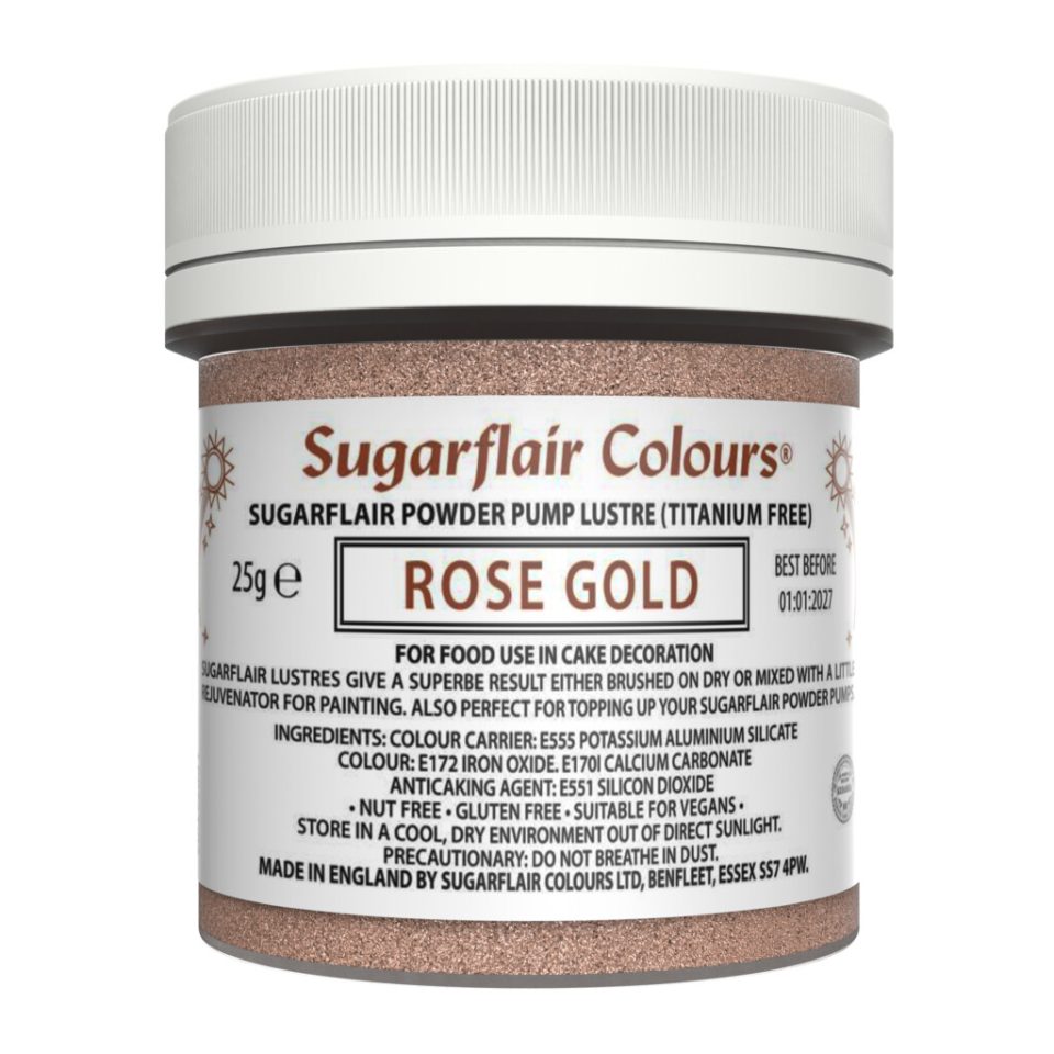Sugarflair Pump Spray Powder Puff Glitter Refill Rose Gold 25 g