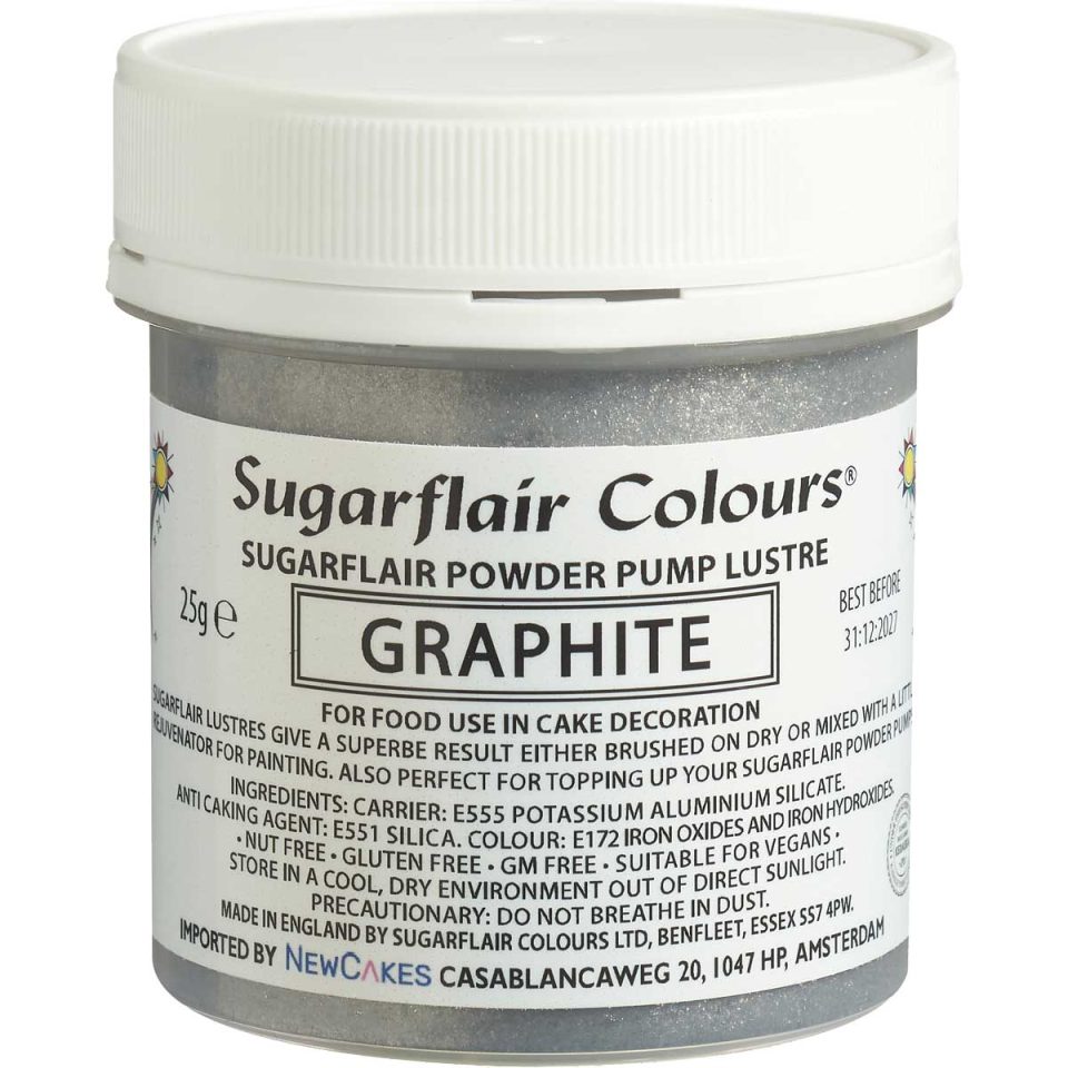 Sugarflair Pump Spray Powder Puff Glitter Refill Graphite 25 g