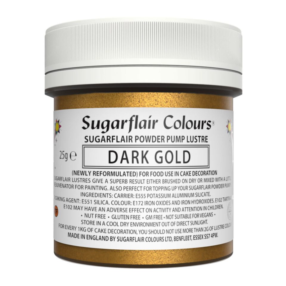 Sugarflair Pump Spray Powder Puff Glitter Refill Dark Gold 25 g