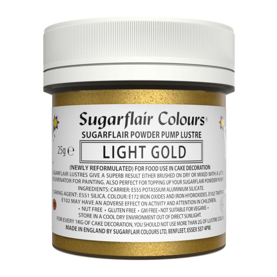 Sugarflair Pump Spray Powder Puff Glitter Refill Light Gold 25 g