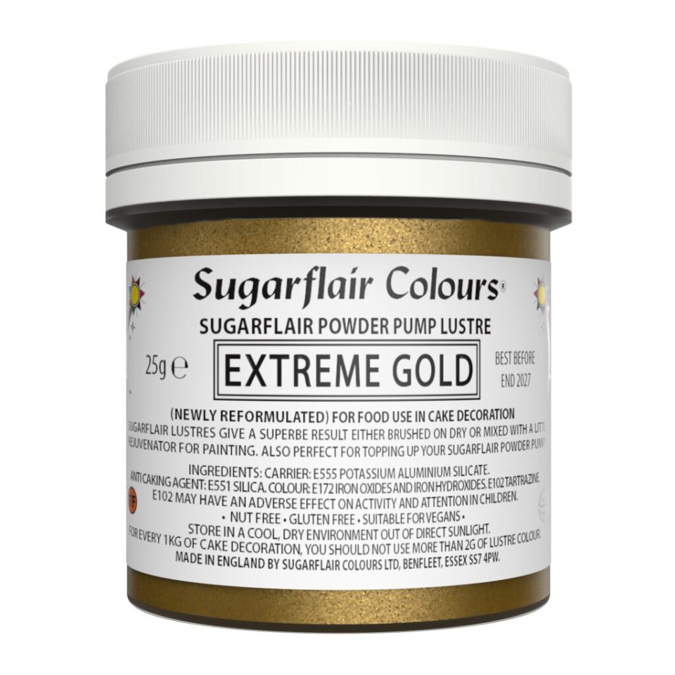 Sugarflair Pump Spray Powder Puff Glitter Refill Extreme Gold 25 g