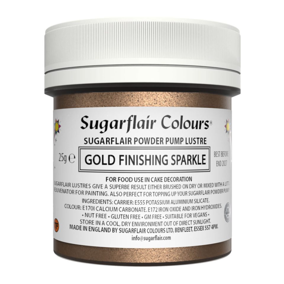Sugarflair Pump Spray Powder Puff Glitter Refill Gold Finishing 25 g