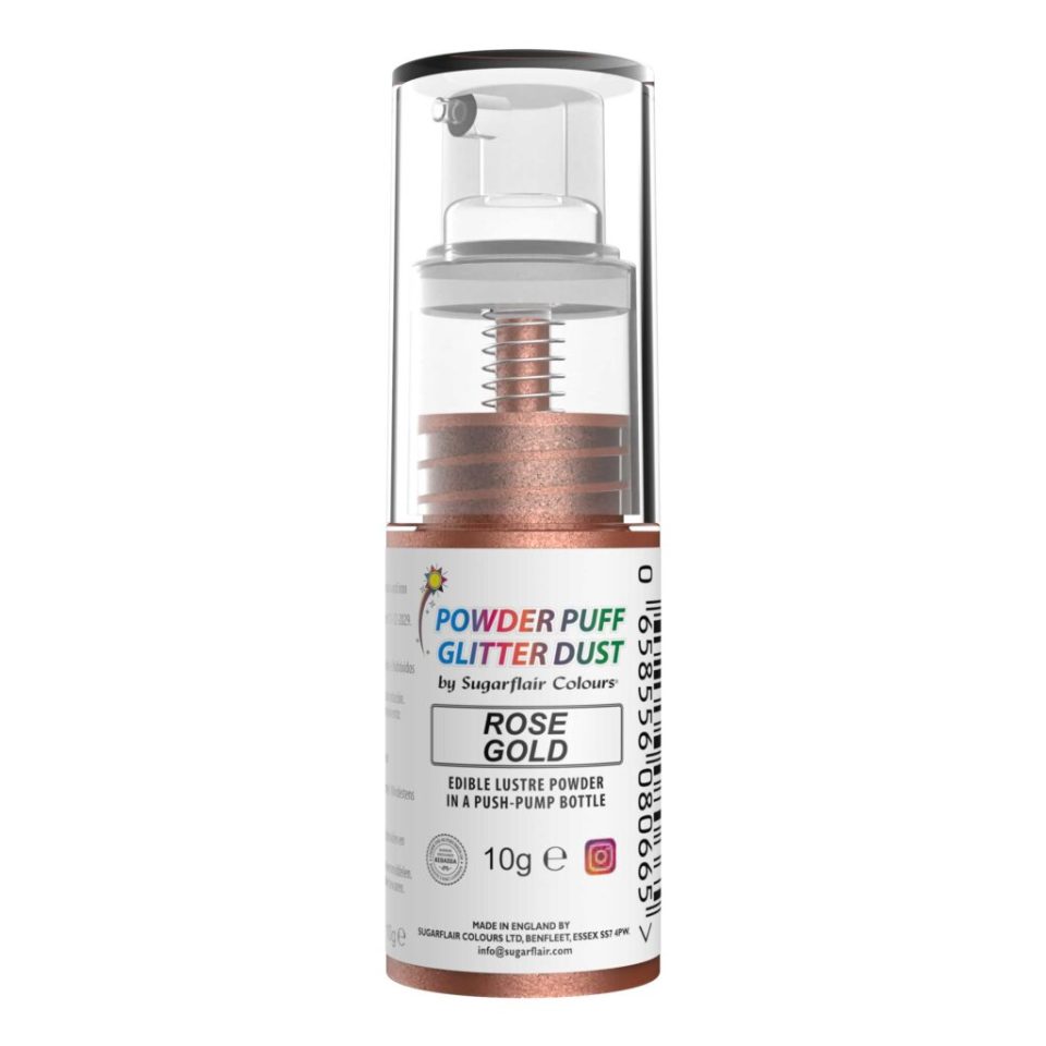 Sugarflair Pump Spray Powder Puff Glitter Dust Rose 10 g