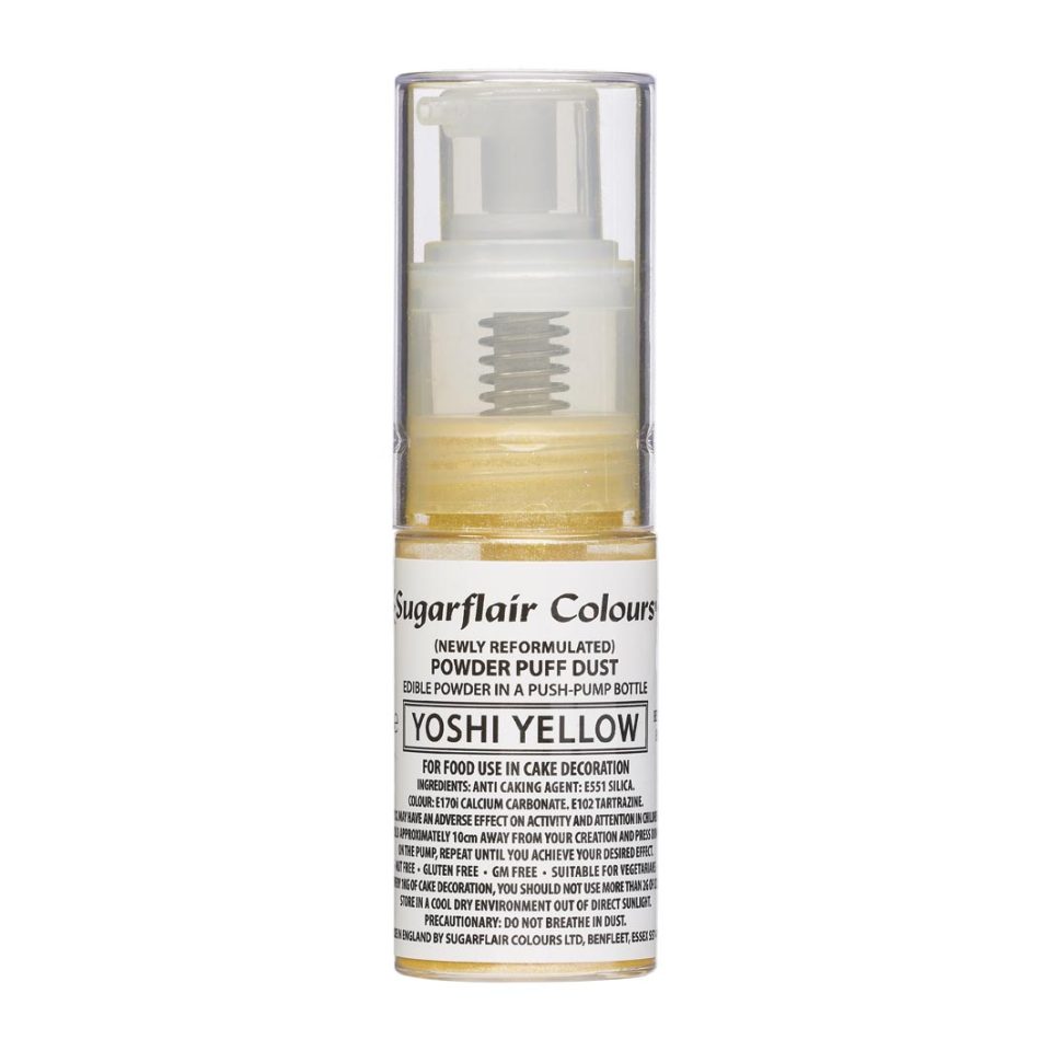 Sugarflair Pump Spray Powder Puff Dust Yoshi Yellow 10 g