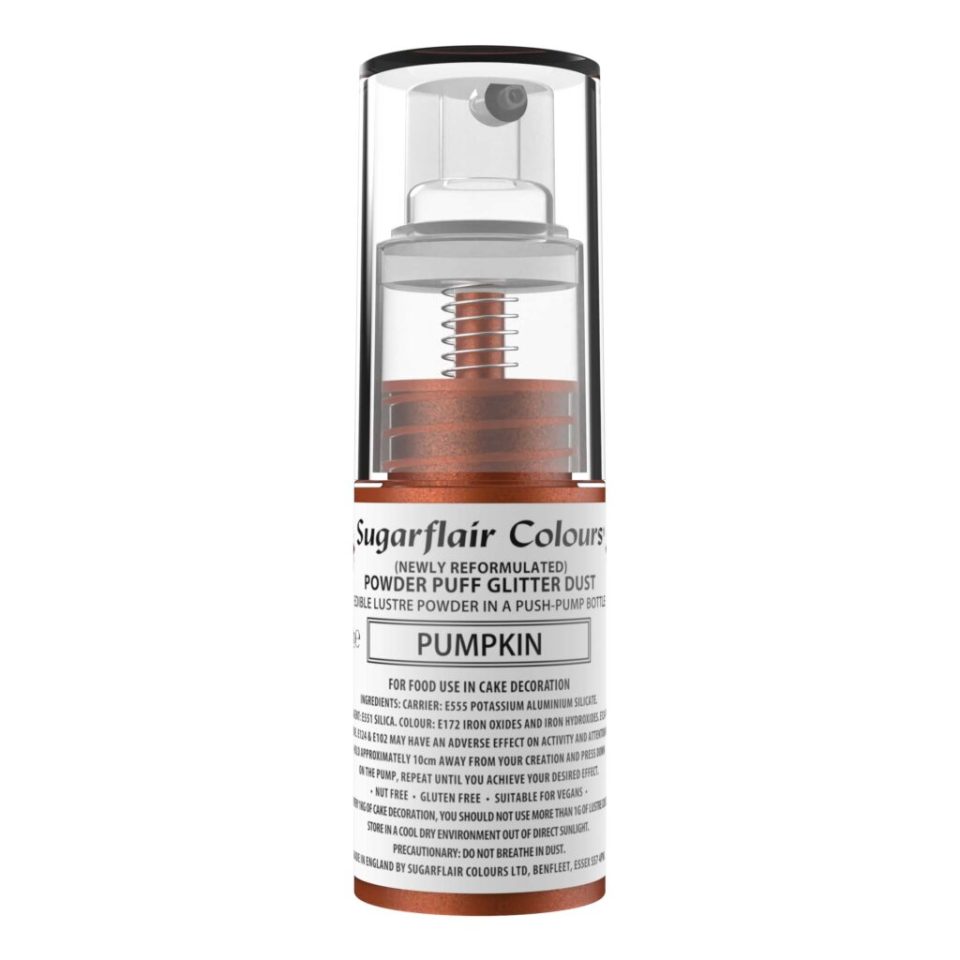 Sugarflair Pump Spray Powder Puff Glitter Dust Pumpkin 10 g