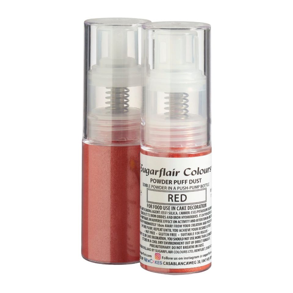 Sugarflair Pump Spray Powder Puff Dust Red 10 g