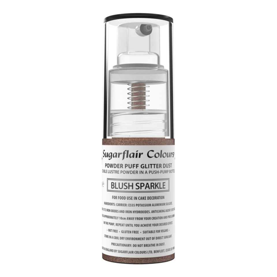 Sugarflair Pump Spray Powder Puff Glitter Dust Blush Sparkle 10 g