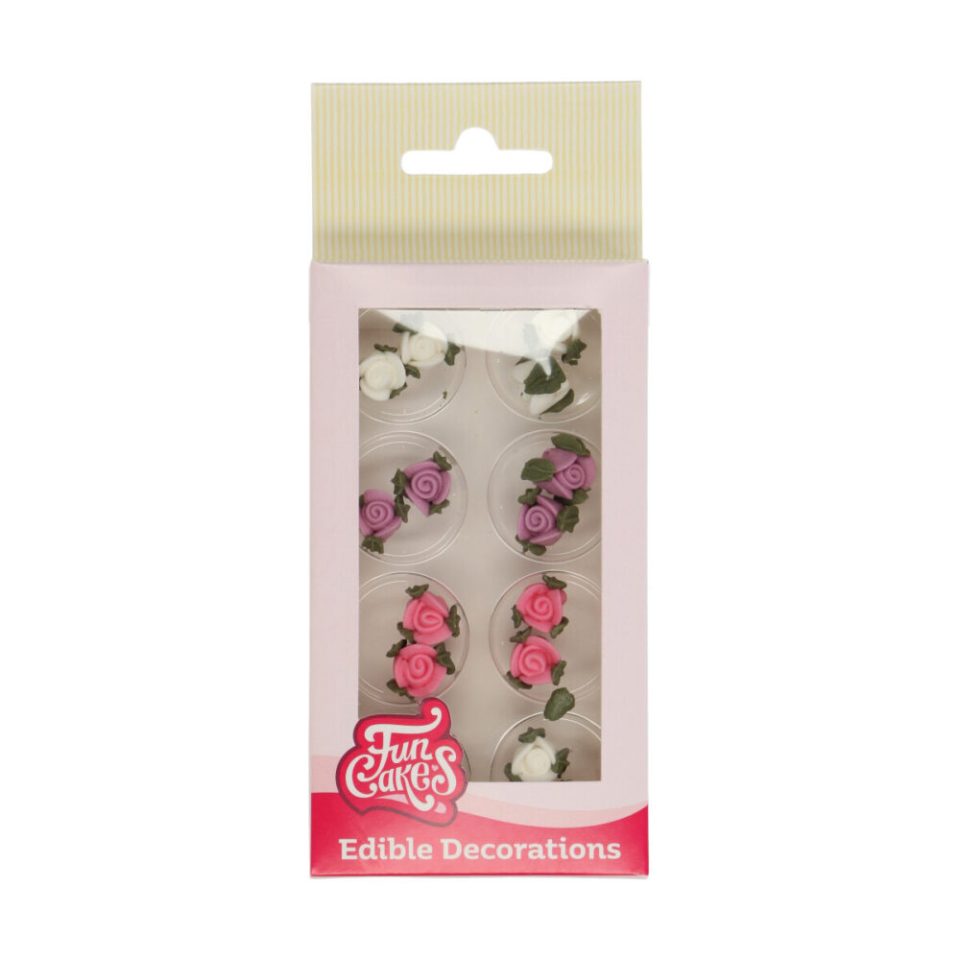 FunCakes suikerdecoraties Roses with Leaves set van 16